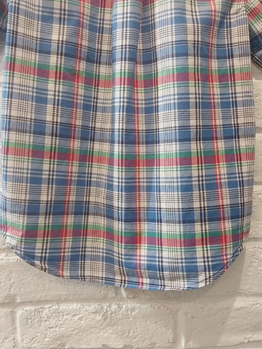 Ralph Lauren Button Up Shirt Boy 10-12 M Short Sleeve Blue Green Pink Plaid Pony